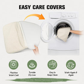 Removable zipper cover for Kingphenix cushions enabling easy machine washing.