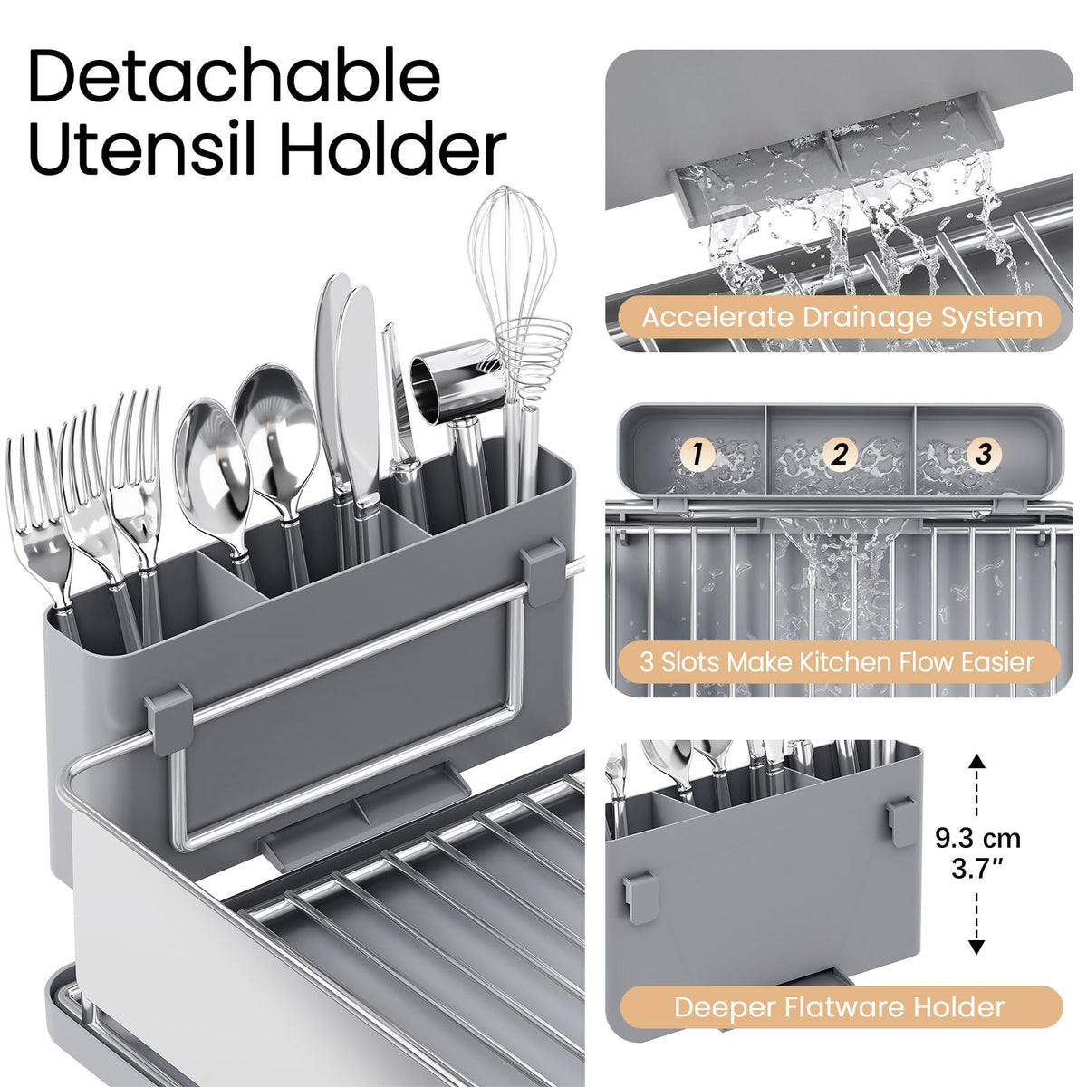 KINGRACK in-kitchen-counter setup illustrates a practical drying station beside the sink.
