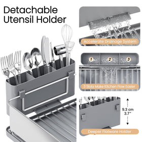 KINGRACK in-kitchen-counter setup illustrates a practical drying station beside the sink.