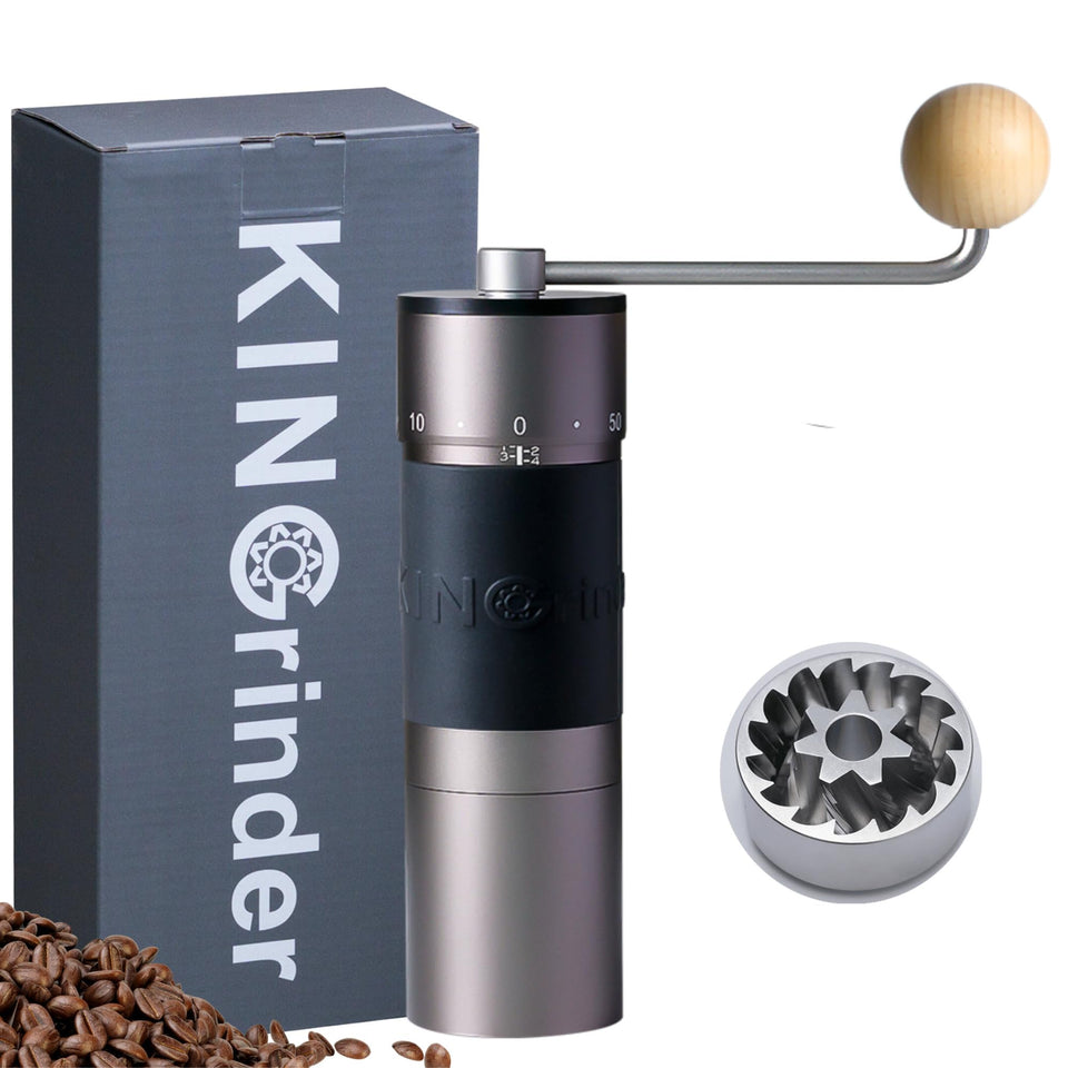 KINGrinder K6 stainless steel conical burr enables precise grind for espresso and drip