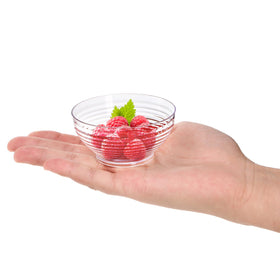 Kingrol 3 oz dessert cups perfect for mousse and puddings at events.