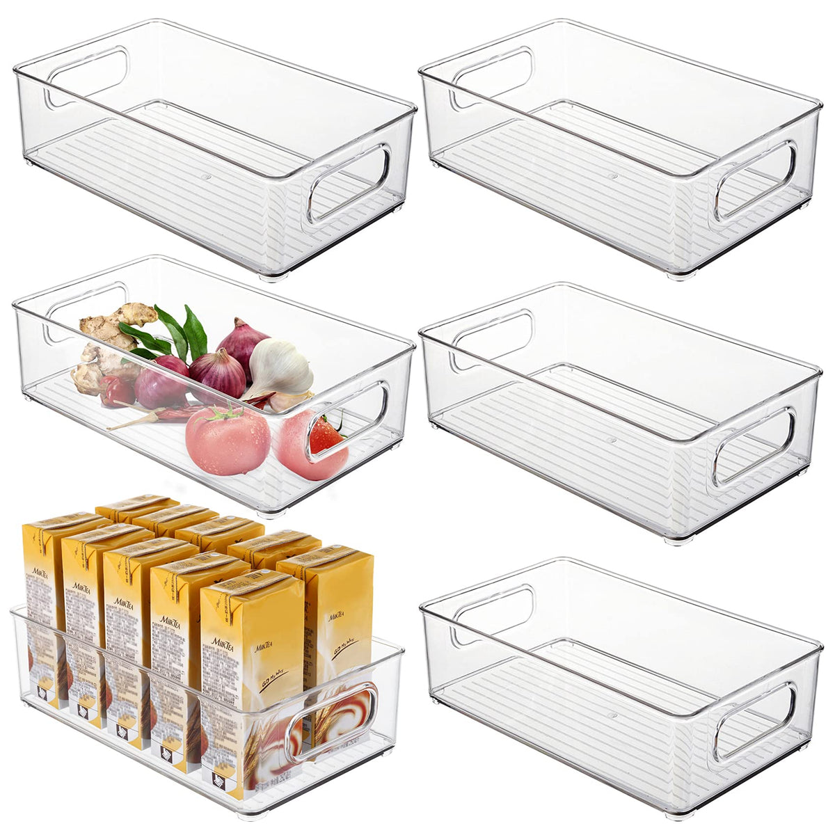 Kingrol 6-pack clear pantry bin for easy ingredient organization and visibility