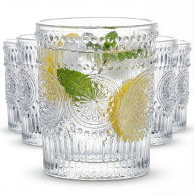 Kingrol small 9oz embossed tumbler with textured grip, ideal for juice or cocktails.