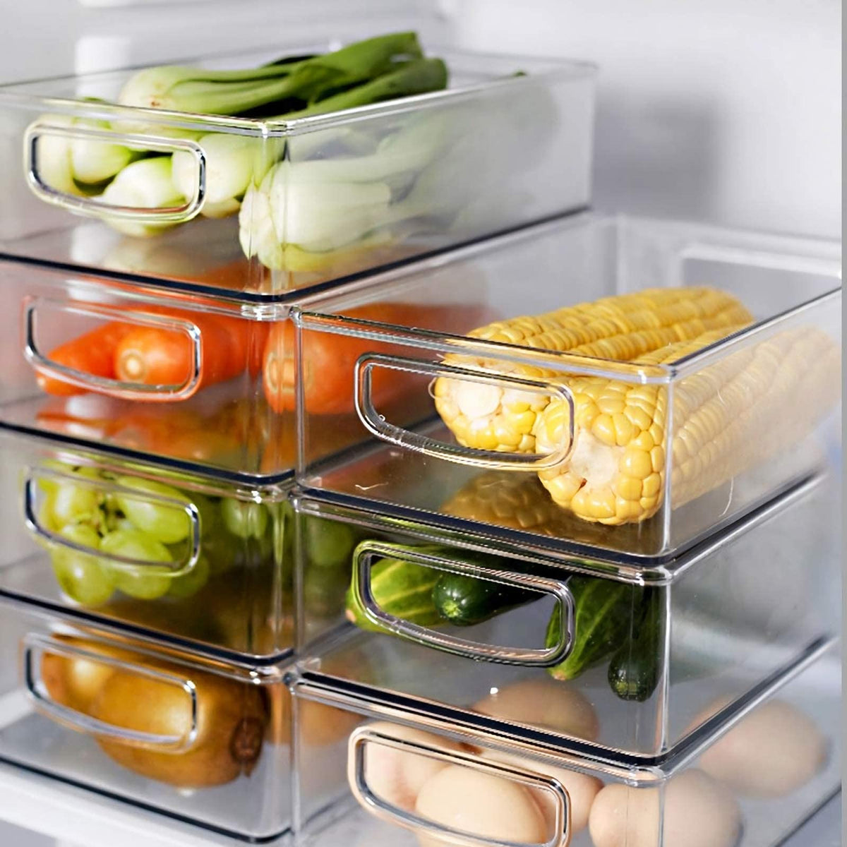 Kingrol transparent bin set for countertop use and quick item identification