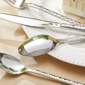 Kingstone 12 dinner spoons with hammered design for comfortable meals