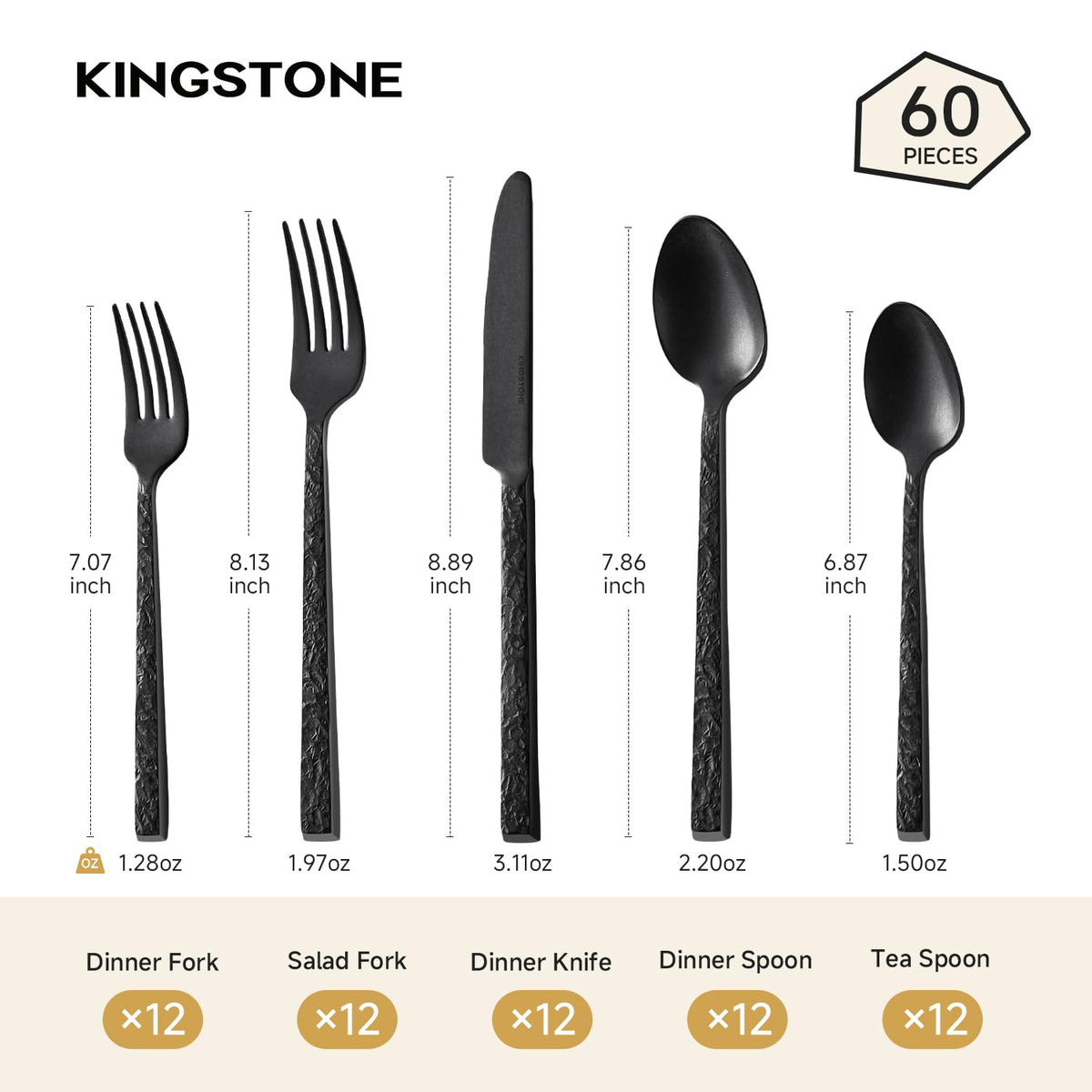 Kingstone 18/10 stainless steel finish shines with premium quality for everyday dining