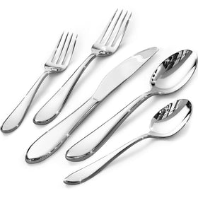 KINGSTONE 20-piece silverware set on a dining table for everyday meals.