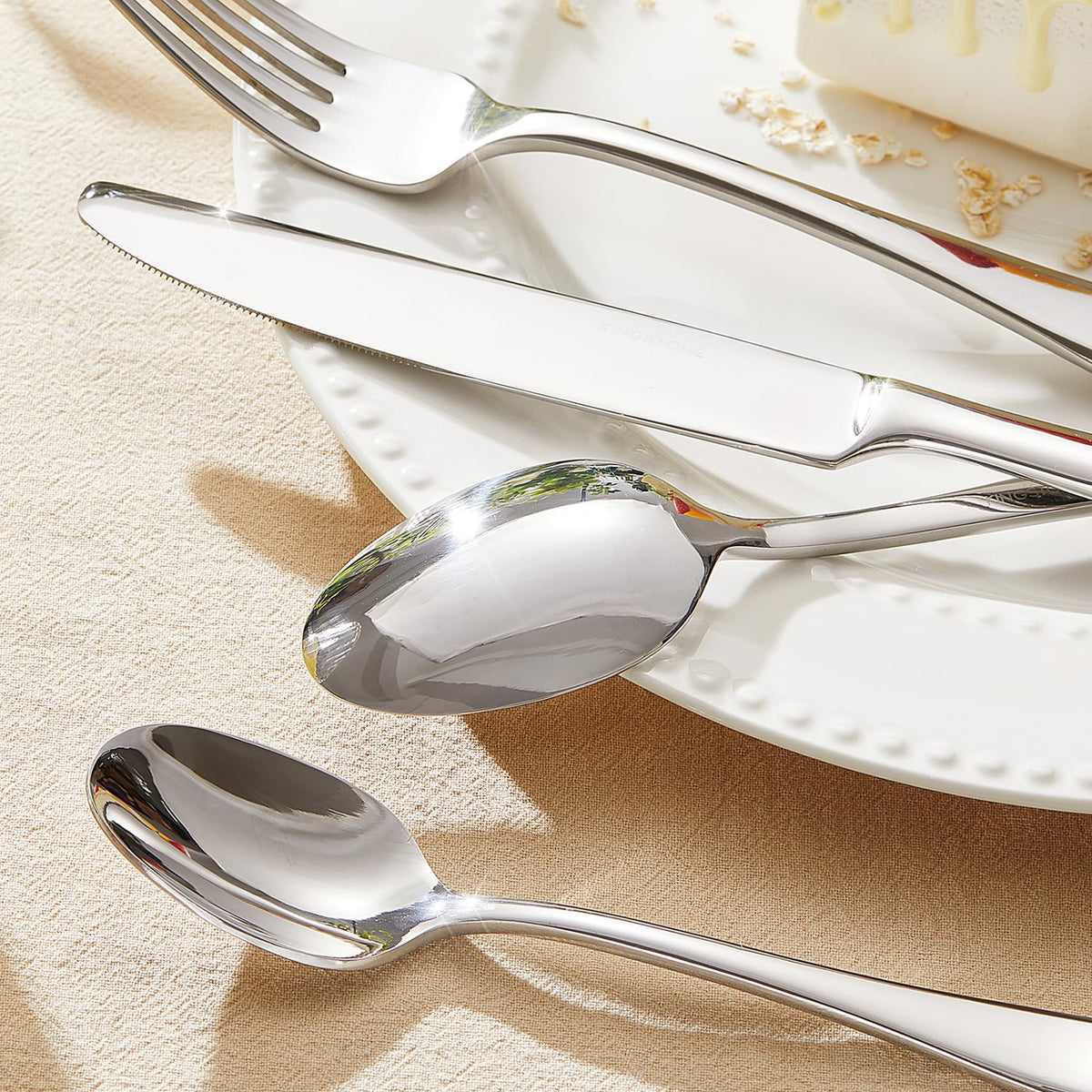 Kingstone 40-piece silverware set salad forks perfect for greens and appetizers.