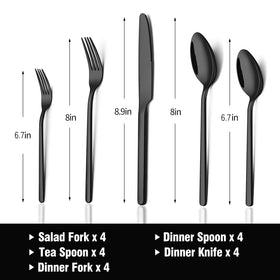 KINGSTONE black silverware set knives emphasize sturdy blades and smooth edge.