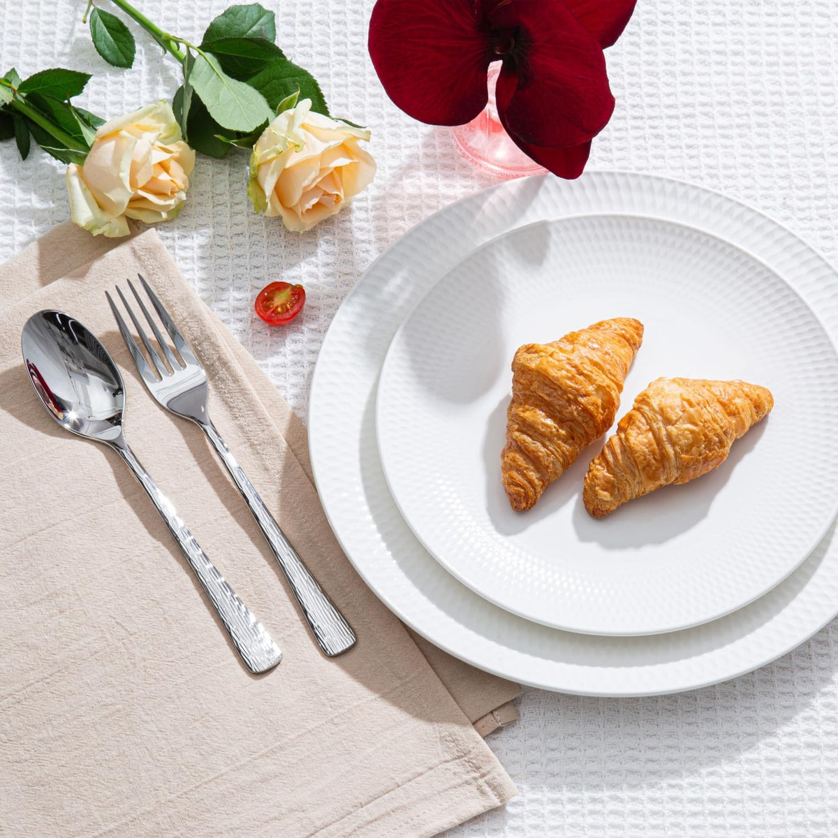 65-piece set covers service for 12 with coordinating serving pieces.