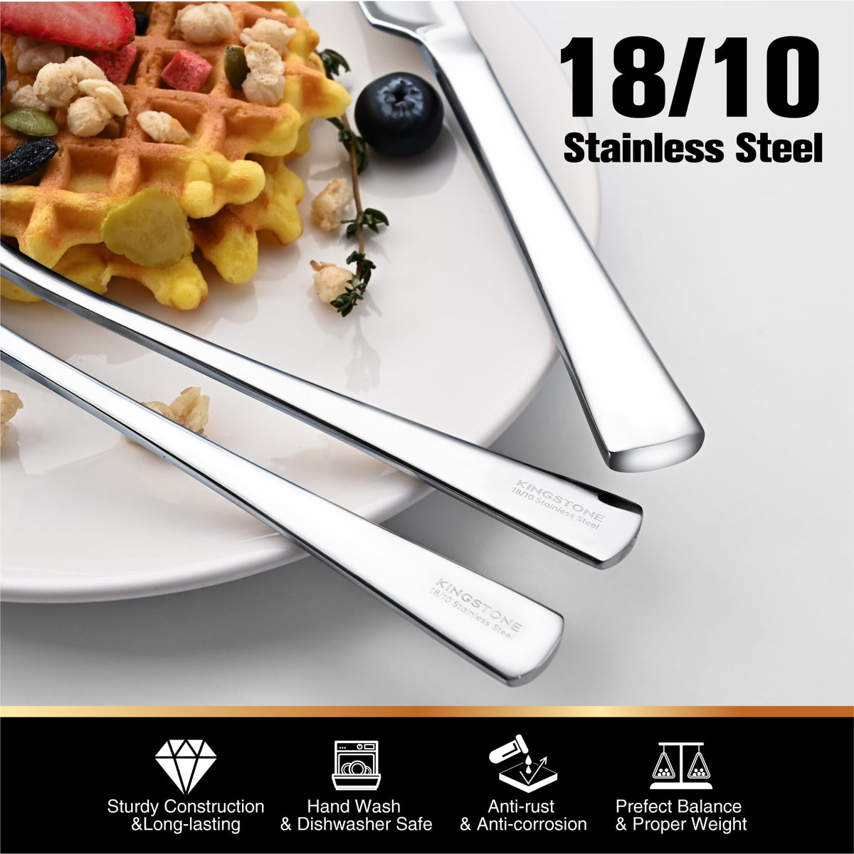 KINGSTONE dinner forks balanced for reliable handling during meals
