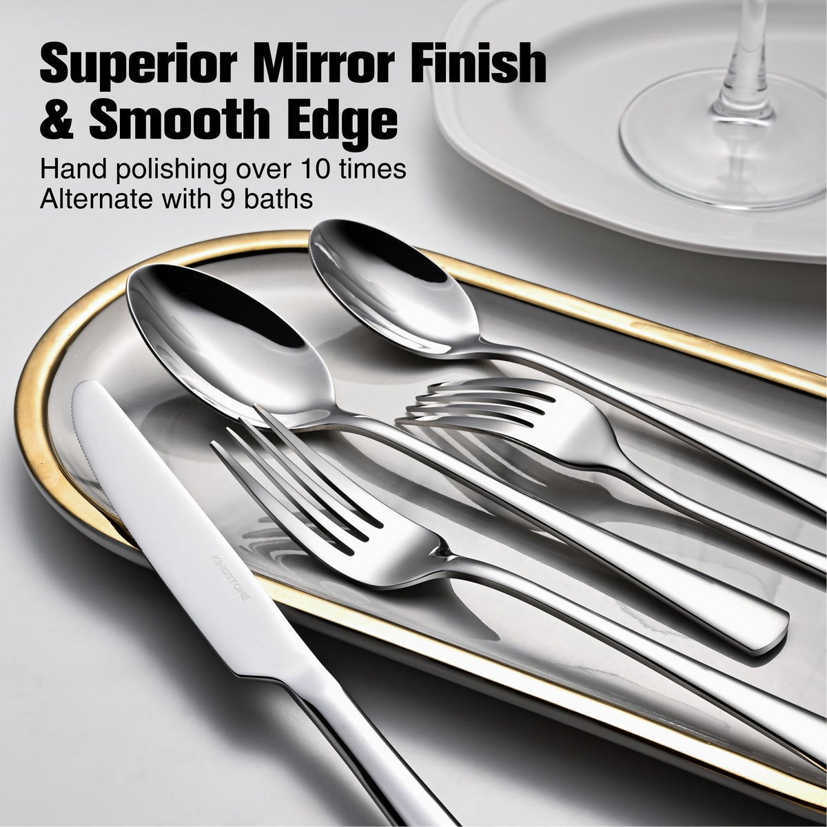 KINGSTONE dinner spoons with smooth edges for everyday use.
