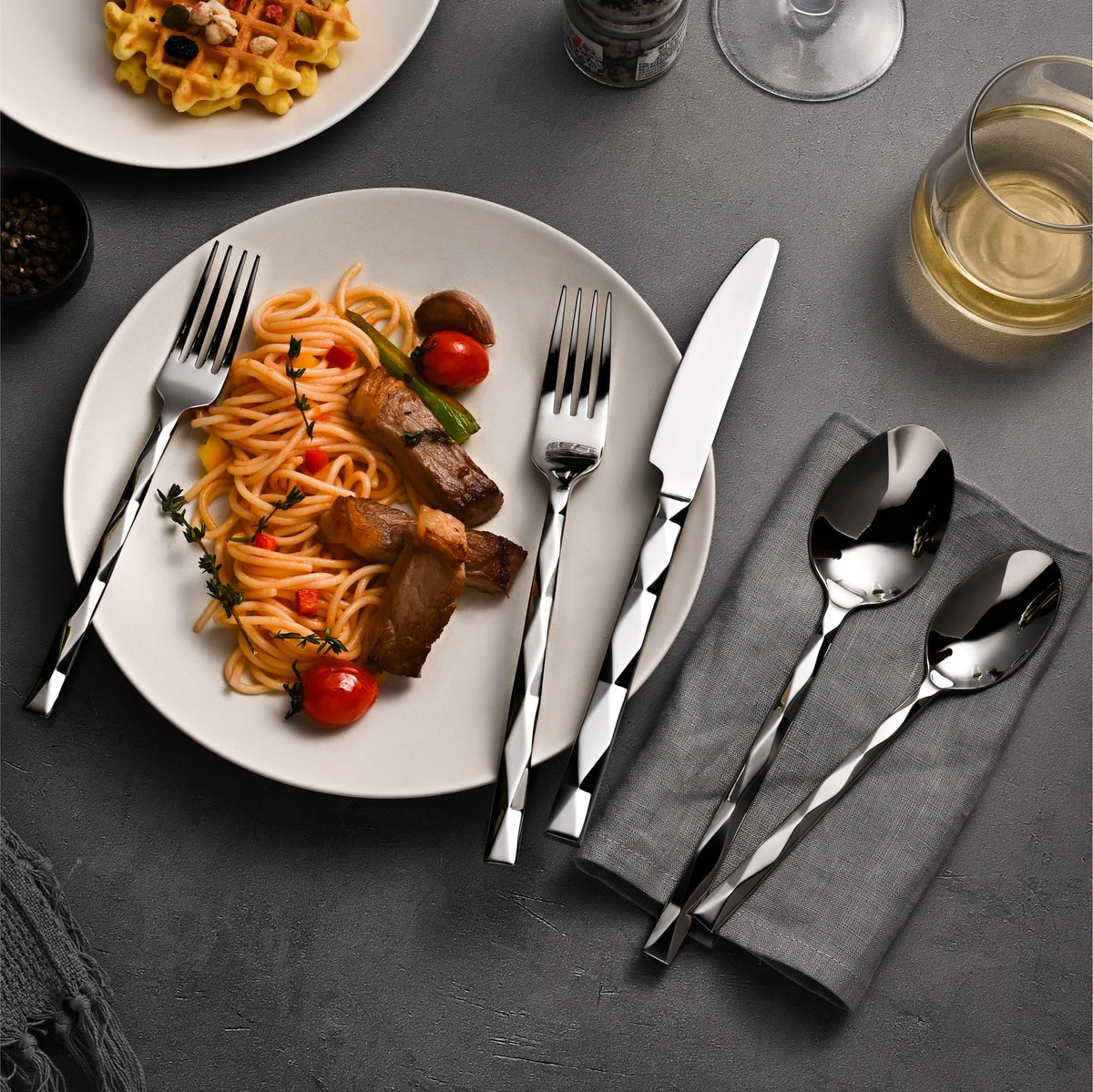 Kingstone dishwasher-safe flatware for easy cleanup.
