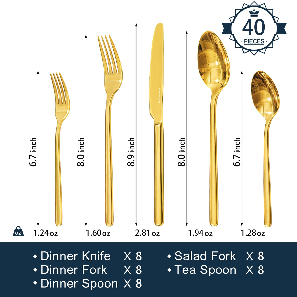 KINGSTONE gold dinner fork with mirror finish for fine dining