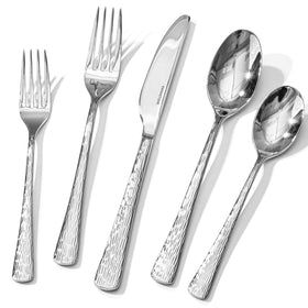 KINGSTONE hammered silverware set with ripple handles for refined daily dining.