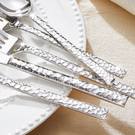 Kingstone hammered silverware set dinner spoons with smooth balance for easy scooping.