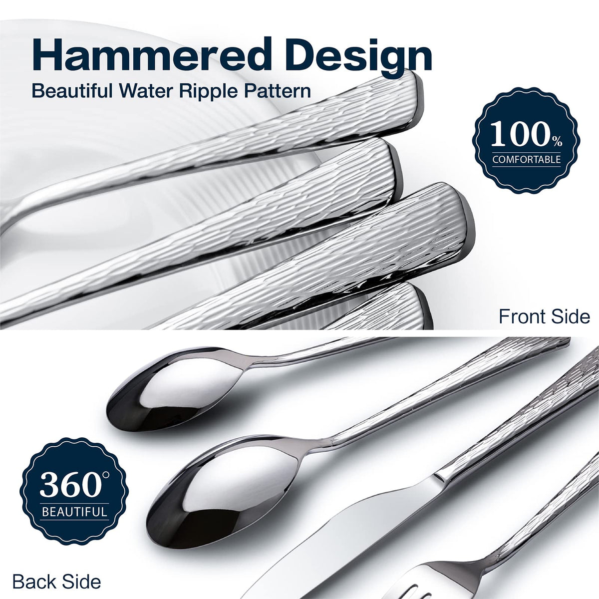 Kingstone hammered salad fork featuring ripple pattern for stylish meals