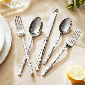 Kingstone hammered silverware set teaspoons ideal for tea and espresso moments.