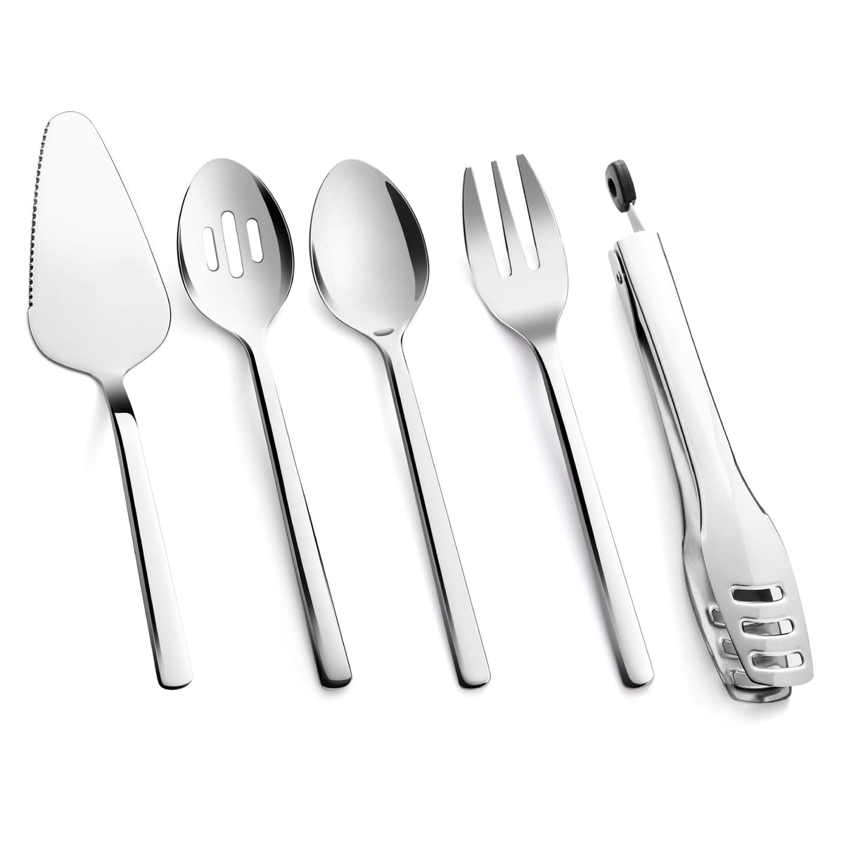 Kingstone five-piece serving set with mirror-polished finish for buffet presentations
