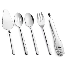Kingstone five-piece serving set with mirror-polished finish for buffet presentations