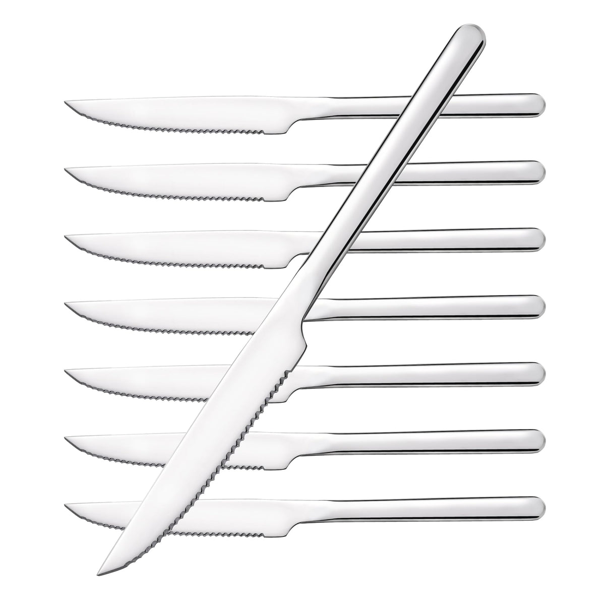 KINGSTONE sharp steak knife blade close-up highlighting precision serration for clean cuts