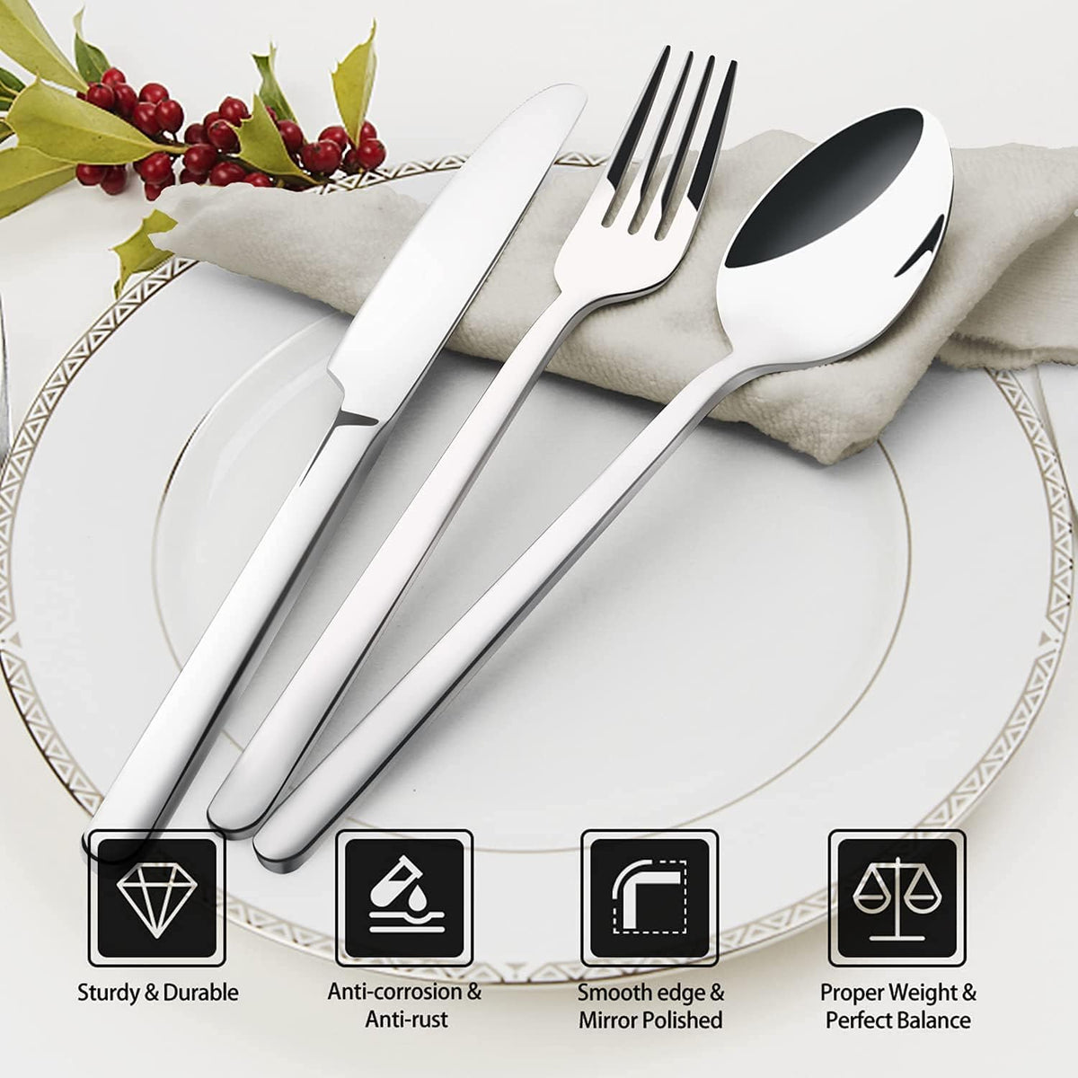 Kingstone 10-piece dinner fork sturdy stainless steel for family meals