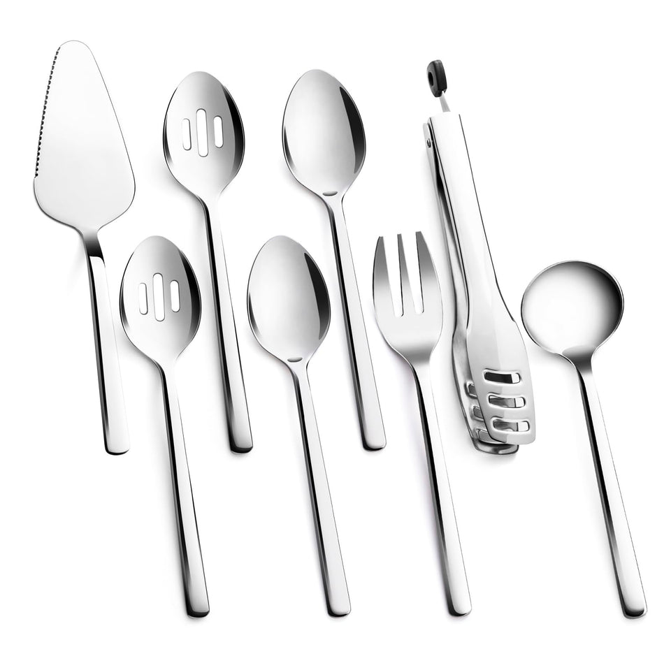 KINGSTONE slotted spoon showcases sturdy 18/10 stainless steel for easy buffet service