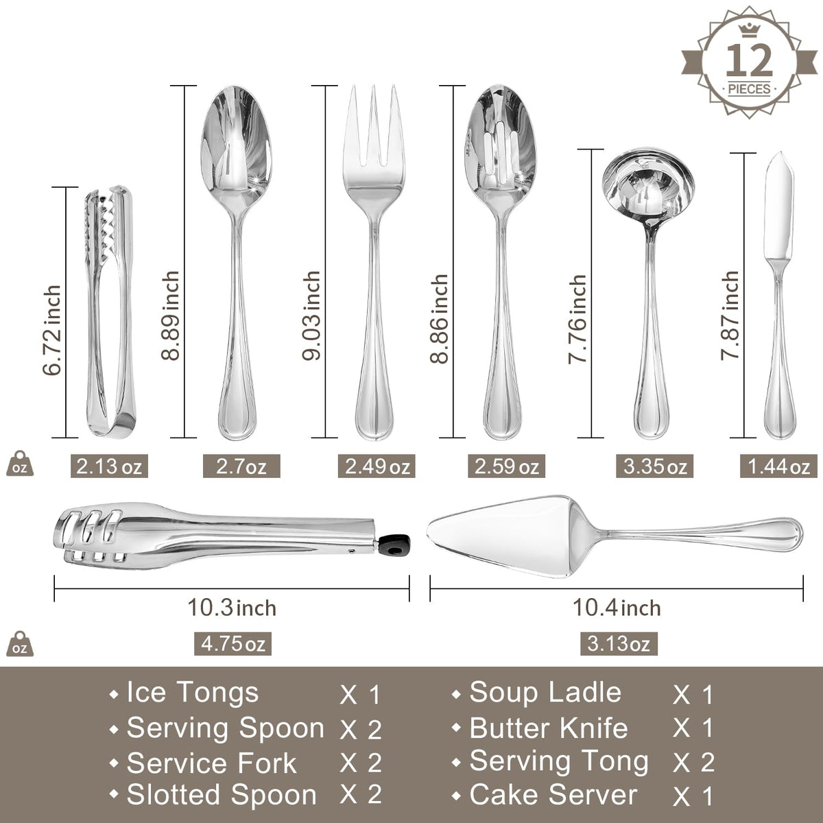 KINGSTONE teardrop serving fork designed for easy portioning large dishes.