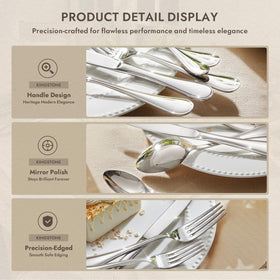 KINGSTONE teardrop dinner knife catching the light, featuring mirror polish and sturdy construction.