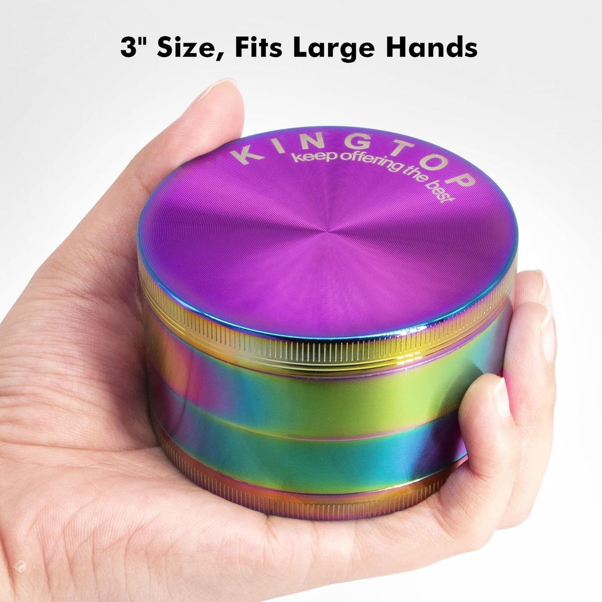 Kingtop grinder fits compact kit, ideal for travel and storage.