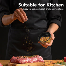 KINGTOP grinder in-use, fresh-ground spice aroma filling the kitchen.