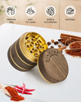 Aromas rise as spices are freshly ground in the Kingtop grinder.