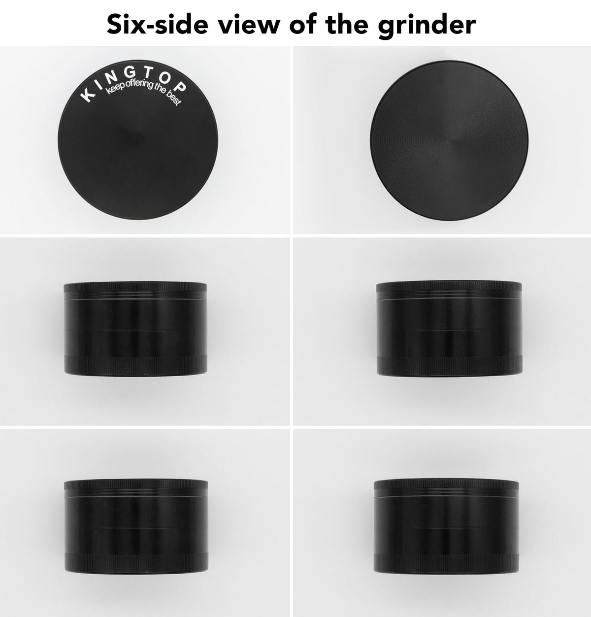 KINGTOP magnetic lid seal image focuses on secure, mess-free grinding and storage.
