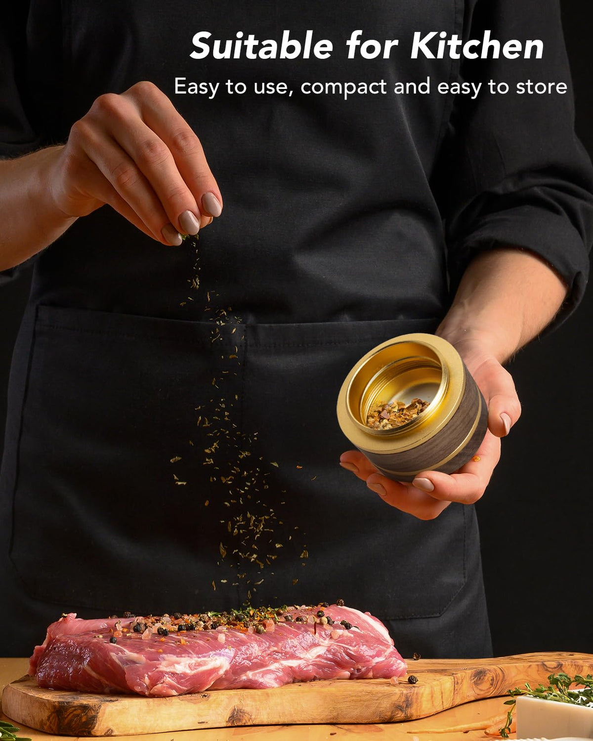 Kingtop grinder magnetic lid closeup for secure, easy filling and cleaning.