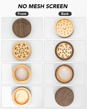 Walnut wood texture on Kingtop grinder highlights premium materials.