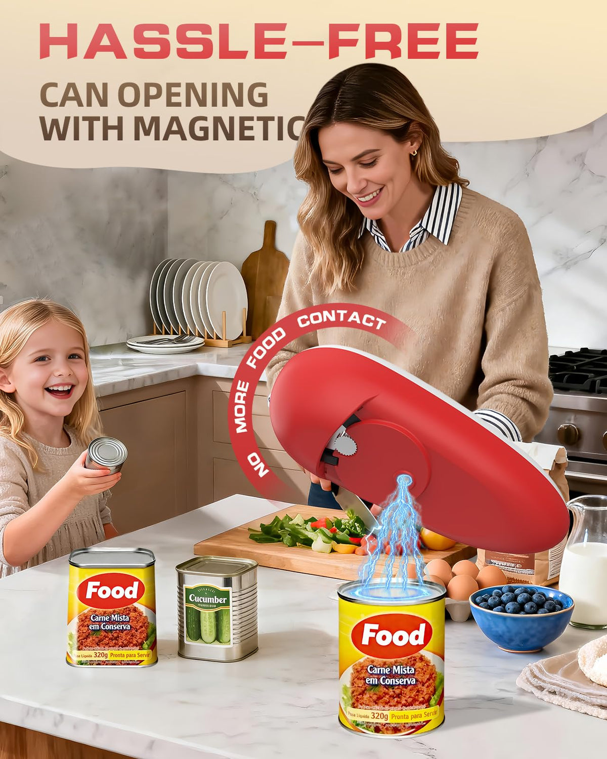Kinlaner One Touch side-cutting-design preserves can edges safely.