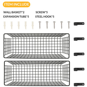 Kinlink 2-sets extra-large hanging wall basket with installation hardware.