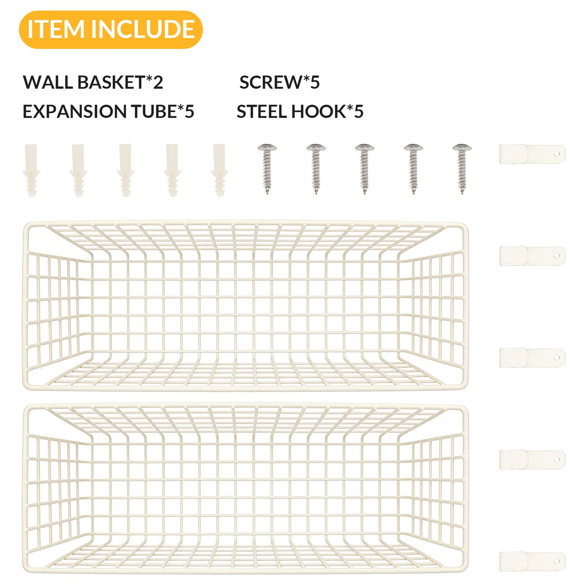KINLINK installation-included baskets simplify quick, secure wall mounting.