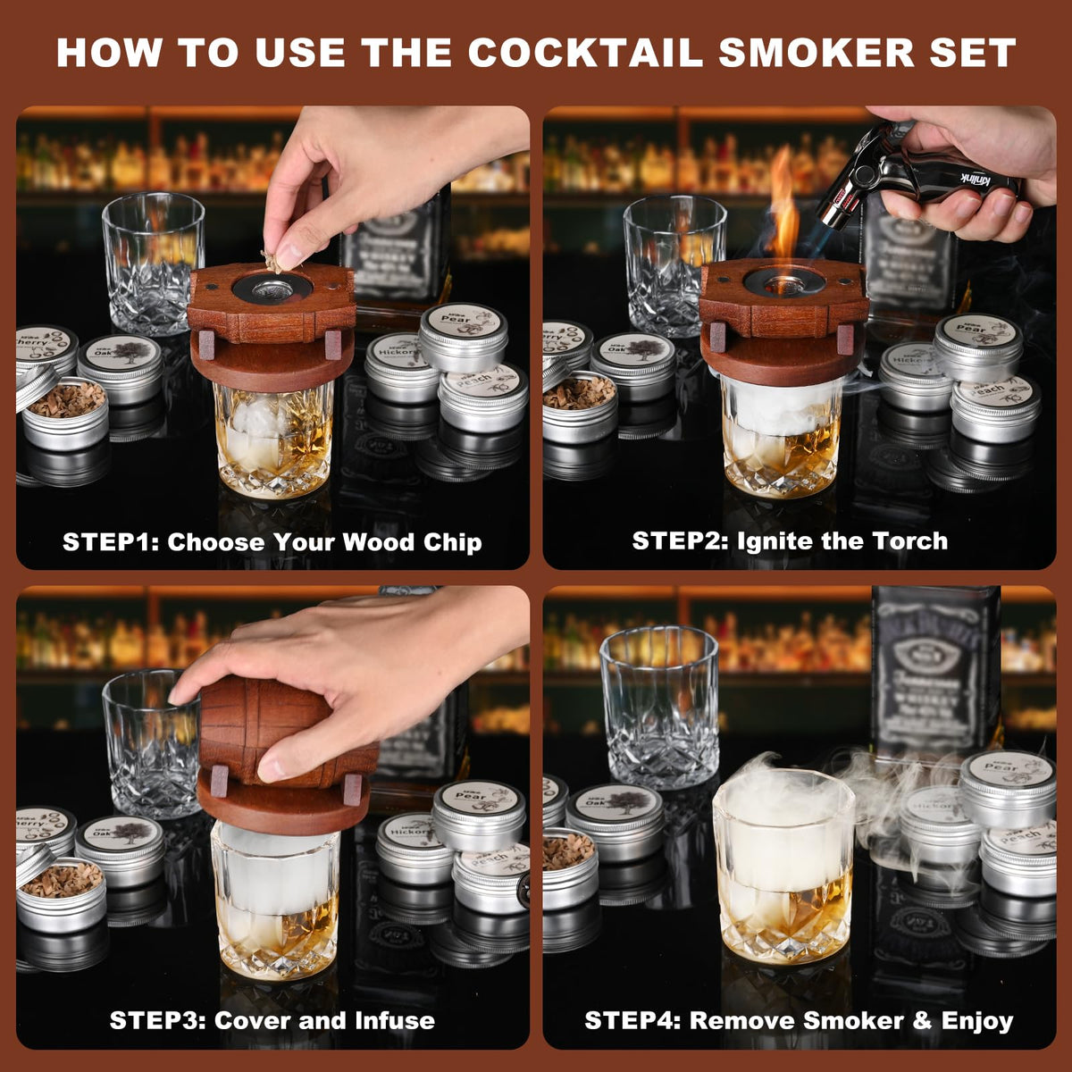 Kinlink two whiskey glasses included for elegant serving and tasting.