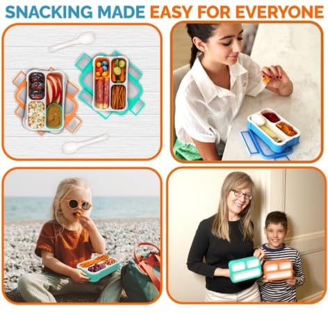 Kinsho teal-blue-orange set showcases bright, kid-friendly lunch visuals.
