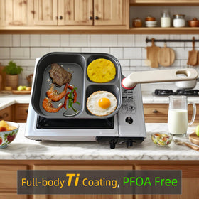KINSUDA nonstick pan ideal for sizzling bacon and crispy breakfast sides.