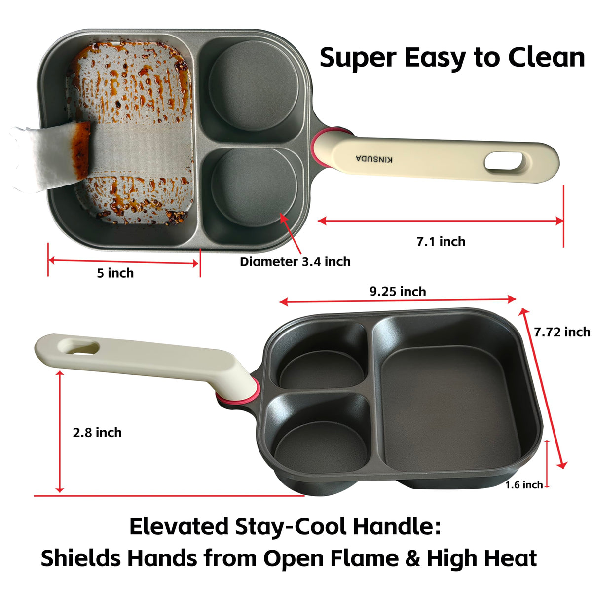 KINSUDA induction-compatible pan ensures versatile stove use.