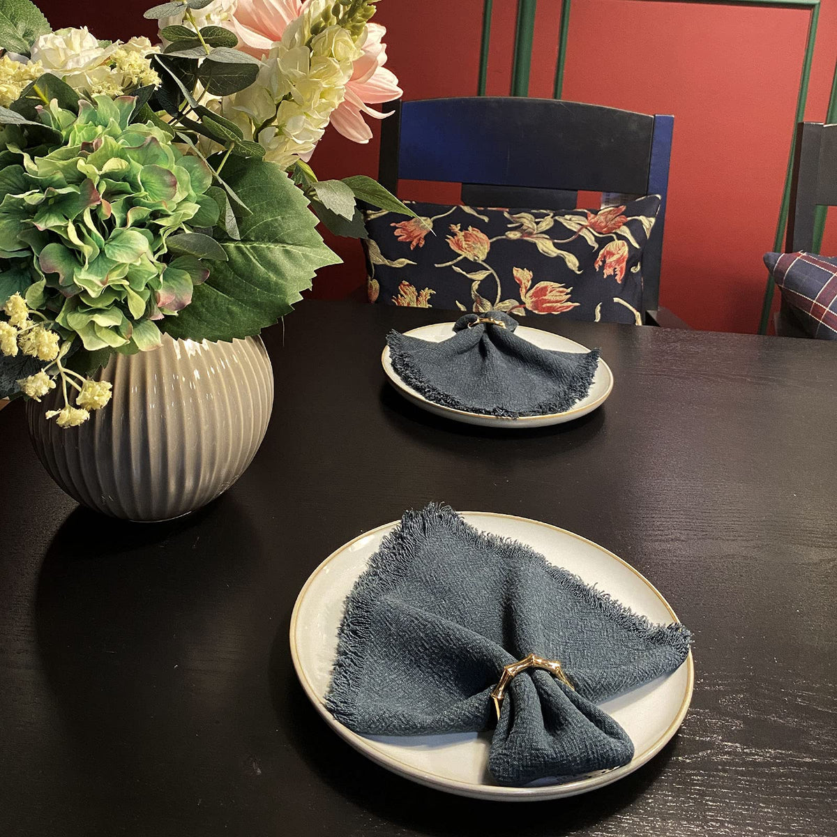 Kintyno bamboo-knuckles rings on a dining table create a luminous centerpiece