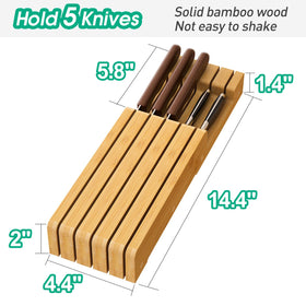 Neat, in-drawer knife storage keeps blades out of sight and drawers tidy.