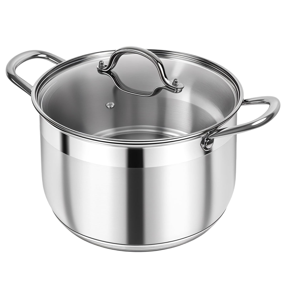 Kirecoo 12qt stock pot with visible lid for easy monitoring while cooking