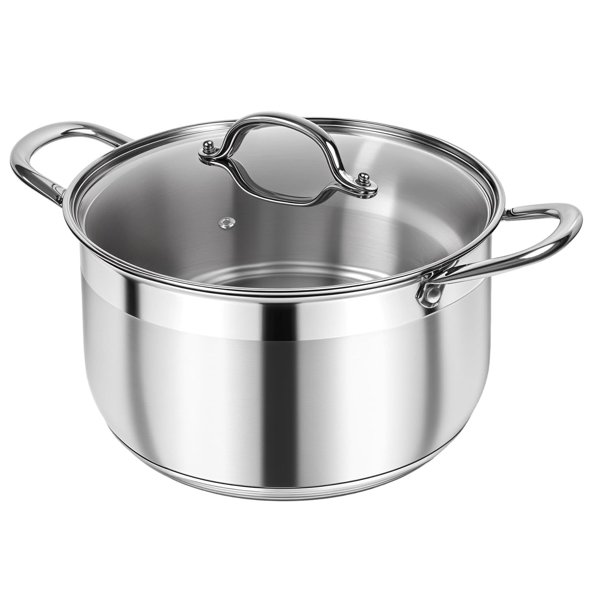 Kirecoo 5QT stock pot with visible lid for easy heat monitoring