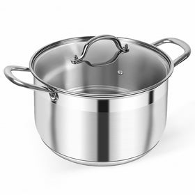 Kirecoo stainless steel stockpot with lid; ideal for boiling pasta.