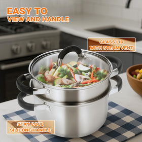 Kirecoo steamer 3-ply bottom base for fast, even heating