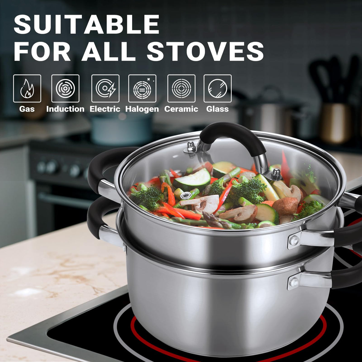 Kirecoo steamer dishwasher-safe icon for easy cleanup