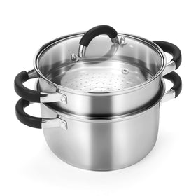 Kirecoo steamer pot top view showing robust 3-ply base for even heating